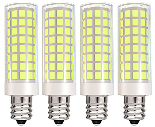 VOKWAK E11 LED Bulb T4 JDE11 Light Bulb Mini Candelabra Base 120Volt For Use in Ceiling Fans Line Voltage Pendants,Chandeliers,and Track Lighting 8W(80W Halogen Equivalent)4-Pack(Daylight White 6000K)