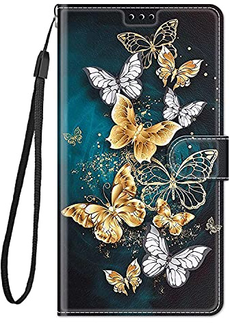 Guxira Hülle Leder für Samsung Galaxy S20 FE 2022 / S20 FE 5G / 4G Handyhülle, Klapphülle Lederhülle mit [360 Grad Stoßfest] [Kartenfachr] Schutzhülle Klappbar Flip Case Cover - Schmetterling