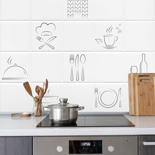FoLIESEN Küchenrückwand Wand Deko - Fliesenaufkleber für moderne Küche - selbstklebend & wasserfest - Bild-Motive Kitchenworld, .:15x15 cm / 16-tlg. Set