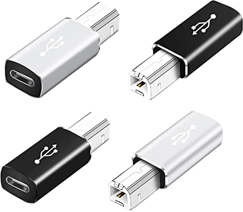 YACSEJAO - Adattatore USB C a USB B, 4 pezzi, adattatore convertitore USB C femmina a stampante maschio compatibile con MIDI, stampanti, pianoforte elettrico e dispositivi sintetizzatori