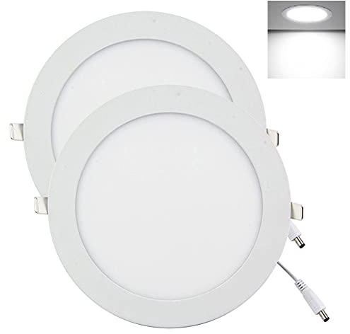 YULIN SUN 12W Round LED Ceiling Light Recessed Flat Panel 6500K Cool White 170 x 170mm Includes Transformer, 2 Pack