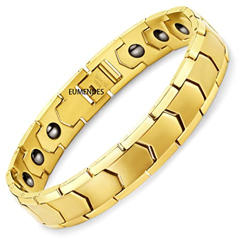 EUMENIDES Magnetisches Armband für Herren, Titanstahl, magnetisch, mit 18 Magneten, 21 cm, Legierter Stahl