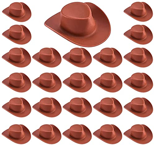 Cayway 30 Pz Mini Vaquera Sombrero, Mini Sombreros Copa Decoración Sombrero Miniatura Sombrero para Accesorios, Fiesta, Vestido de Muñeca, Pastelería, Mini Jardín, Marrón