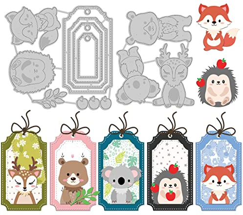 INFUNLY Tieretikett Gestanzt Für Kartenherstellung Rahmen Metall Stanzform Lesezeichen Anhänger Stanzformen Prägeschablonen Vorlage Für DIY Scrapbooking Tags Dekorative