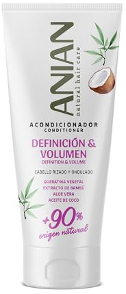 ANIAN - Acondicionador Definición y Volumen, 250 ml, para Cabello Rizado y Ondulado, Facilita el Peinado y Evita Tirones, Controla el Encrespamiento, con Queratina, Aceite de Coco y Aloe Vera