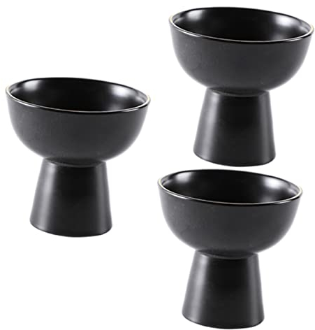 Seeigelbecher, Glas-Dessertbecher, Glas-Dessertschalen, schwarze Kandelaber, Glas-Menorah-Porzellan, Eisbecher, hohe Tassen for Desserts, Vintage-Schwarze Dip-Sauce-Schüssel/1991 ( Color : Black , Siz