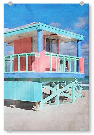 artboxONE Acrylglasbild 60x40 cm Architektur Rettungsschwimmerstand K Bild hinter Acrylglas - Bild Strand küste Meer