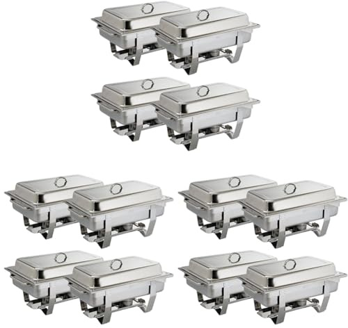 Olympia Milan 9 Litres Chafing Stainless Steel Set with Heat Insulating Lid - Twin Burners, Carry Handles - 4pc (635 x 317.5 x 102 mm) (Pack of 3)