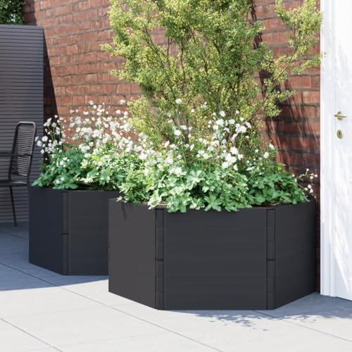 Chaduof Pflanzkübel 2 STK. Anthrazit PP, Pflanzgefäße Außen, Blumentöpfe Garten, Blumenübertopf, Pflanzen Topf Groß - 3189184