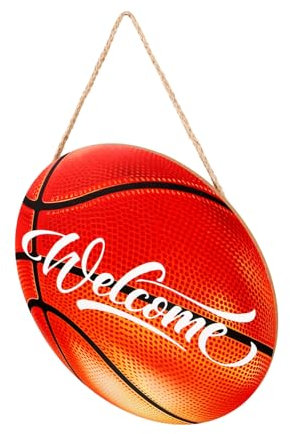 ABOOFAN Basketball for Boys Door Sign Welcome Sign Lanyard Rustic Sports Decor for Porch