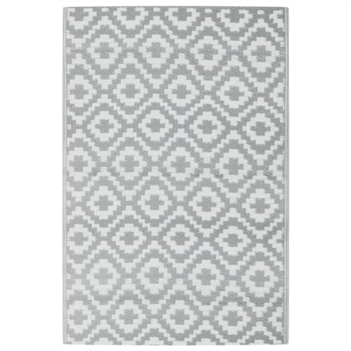 vidaXL Outdoor Teppich, Gartenteppich Beidseitig, Balkonteppich Terrassenteppich UV-beständig, Läufer Teppich für Balkon Terrasse, Grau 120x180cm PP