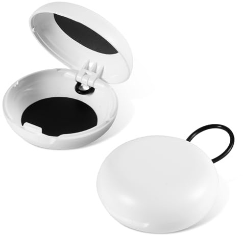 XIHIRCD 2pcs Ear Plug Carrying Cases, Mini Portable Earplug Case Earbud Case Holder with Lanyard Small Storage Case for Travel Business Outdoor Activities Trinkets and Pills (White)