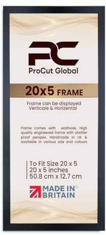 Procut Global Modern Black Picture Frame For Photos - 20x5 | Engineered Wood With Clear Perspex Front For Wall Art Display - Ideal For Posters, Certificates, Documents & Home Decor