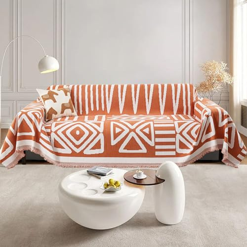 SHANNA Sofa Überwurfdecke 1/2/3/4 Sitzer, Chenille AB Seiten Ganzjährig Nutzbar Sofabezug L Form U Ecksofa Große Sofa Überzug, Vielseitige Sofaüberwurf Couch Überzug Sofa Cover Futonbezug mit Quaste