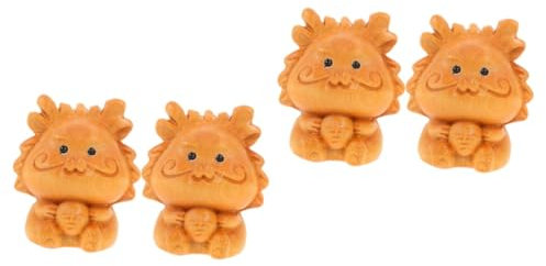 Ciieeo 4 Stück schnitzereien aus Holz Holzmodell holzschnitzerei Tischdekoration Holzstatue chinesische feng Shui Dekoration chinesische Drachenfigur Holzverzierung Holz Geschnitzte Figur