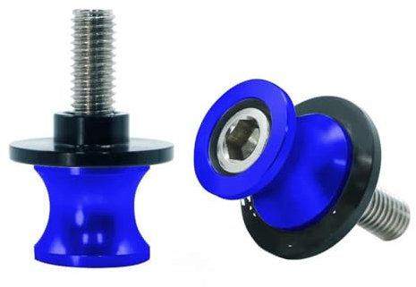 Sturzpads Motorrad Für YZF R1 Für YZFR1 Für YZF-R1 R3 R6 R125 Für MT-03 2PCS 6MM Motorrad Schwinge Sliders Spulen CNC Schwinge Stand Schraube Paddock Motorrad rahmen(Blau)
