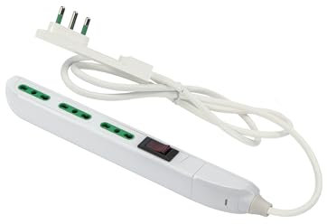FANTON 47402 Multipresa SLIM 3 prese bipasso, interruttore di sovraccarico con spina piccola CLOCK e 1,5 metri di cavo, utile per posti stretti, dietro a mobili e comodini