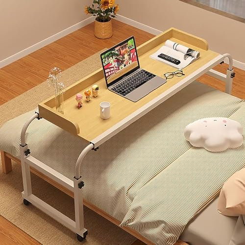 King Queen Betttisch Überbetttisch mit Rollen, Laptoptisch – Höhenverstellbarer Rolltisch für bettlägerige Patienten, ältere oder behinderte Menschen