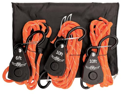Flight Gear Aircraft Tie-Down Kit, Orange Rope & Attachment Hooks