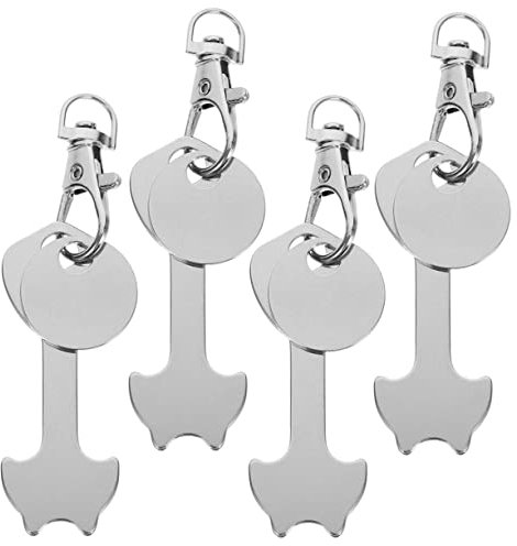 AUTSUPPL 4pcs Token Keyring for Shopping Cart Trolley Token Keychains Metal Shopping Trolley Release Key