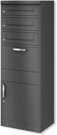 Metzler Scatola per pacchi con 3 cassette postali – Cassetta delle lettere per esterni in acciaio verniciato DB 703 Glimmer di Ferro con scomparto pacchi, impermeabile e antiruggine – Modello Bispo