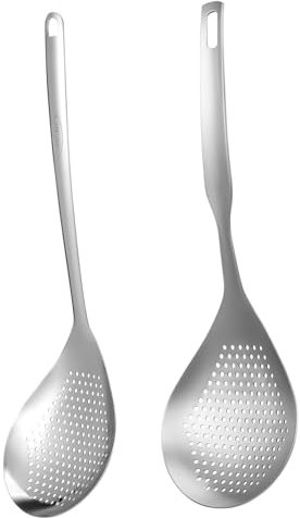 Cabilock 2piezas Espumaderas y Coladores De Pasta Cucharas Ranuradas Cucharon Cuchara Para Pasta Acero Inoxidable Fácil De Colgar
