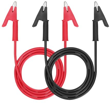 DOCOLL Alligator Clips Test Leads 15A Jumper Wires with Protective Copper Clips 14 Gauge Premium Electrical Test Cables for Battery, Circuit Testing, Electrical Experiments (2PCS)