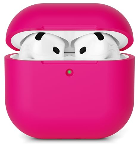 AOTUAO Hülle Kompatibel mit AirPods 4 Hülle Case (2024), Weiches Silikon Stoßfeste Schutzhülle für AirPods 4. Generation Case Cover mit Voller Sturzschutz, Front-LED Sichtbar, Rose Pink