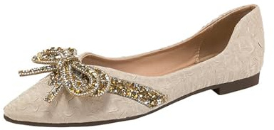 OBiQuzz Loafer Women's Elegant Ballet Flats Evening Shoes Party Wedding Shoes with Bow Women's Shoes Flat Dress Shoes Ballerina Shoes Low Shoes Cosplay Costume Princess Shoes Lace Shoes