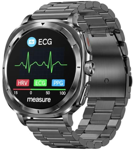 Smart Watch for Men Women with Blood Pressure & ECG, 1.43 AMOLED Fitness Tracker with Bluetooth Calls/SOS Help, 24/7 Heart Rate/SpO2 /Sleep Monitor, 100 Sports Modes, IP68 Waterproof for Android iOS