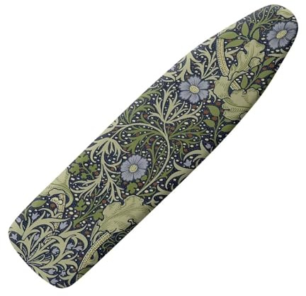 Buxolandt Ironing Board Cover Decor - Green Acanthus Leaf Print 125 x 45cm Elastic Edge 3 Bottom Nylon Buckle Straps, Stain Resistant & Resistant Scorch, Easy Installation Home Decorative