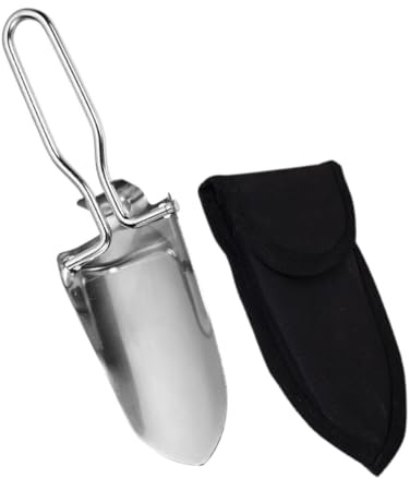 ibasenice Klappbare Edelstahl Wanderschaufel mit Ergonomischem Design und Tragetasche für Camping und Sommerferien Outdoor Aktivitäten