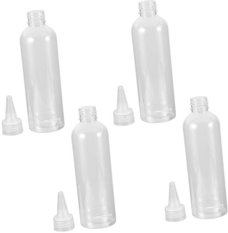 Gadpiparty Botellas Aplicadoras De Pegamento Punta Fina Transparentes De 200ml, Frascos Exprimibles De Plástico, Set De 4 Unidades Ideales Para Bricolaje, Costura y Dispensar Líquidos Precisión