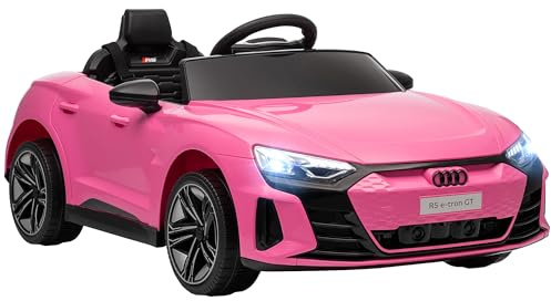 HOMCOM Audi RS e-tron GT Licensed Electric Car for Kids, 12V Battery Powered Electric Ride-on Toy with Remote Control Music, Suspension Wheels, Soft Start, for 3-5 years, Pink