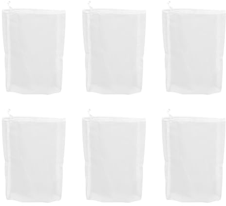 MUNZE 6 Pcstelas Filtrantes Reutilizable, Colador Ultrafina Lavable, Bolsa De Filtro De Nailon, Con Cordón, Para Colar Leche De Almendras, Zumos, Batidos De Frutas.