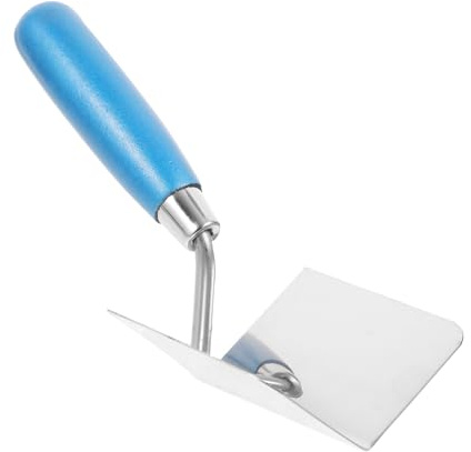 Hoement Paleta de Esquina Ergonómica de Acero Inoxidable para Enlucido Herramienta para Ángulos Interiores y Exteriores Cuchilla para Esquinas con Mango Azul Antideslizante Acabado y