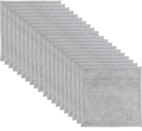 Valicaer 20 PCS Steel Wool Cleaning Cloths Dishwashing Rags,20x20cm Solara Lux Scrub cloths Scouring Pads Multipurpose Wire Dish Cloths