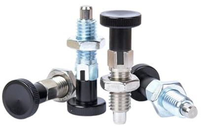 1 pièce M12 Goujon d'indexation de positionnement à ressort télescopique de type réinitialisation/auto-verrouillage, piston à bouton, longueur de la tête du piston 8mm