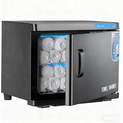 Citybee Toallero calentador de toallas – calentador de toallas UV – calentador de toallas 360 ° – secador de toallas eléctrico de bajo consumo – para belleza, spa, baño, hotel (negro, 23 L)