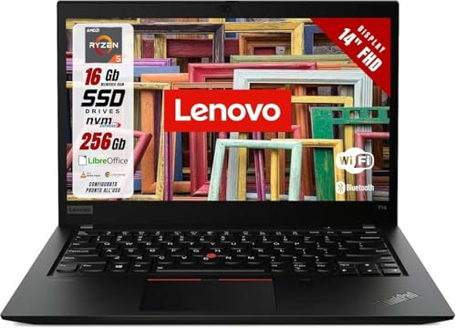 Lenovo Thinkpad T14 Gen 1 Business Laptop, 14 FHD (1920 x 1080), AMD Ryzen 5 Pro 4650U, 16 GB RAM, SSD da 256 GB, tastiera IT QWERTY Windows, Windows 11 Pro (ricondizionato) (Rosso scuro)