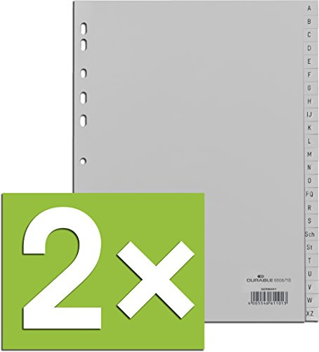 Durable 650810 A-Z Register A4, geprägte Tabs (Grau, 2 Stück A-Z, 24tlg.)