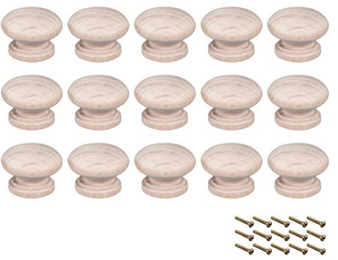 sourcing map 15Stk Runde Holzknöpfe Holz Sprühfarbe Küche Möbel Kabinett Zuggriffe für Kleiderschublade Kleiderschrank 35mm Dmr M4 Innengewinde