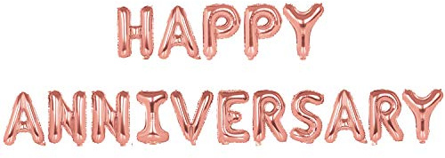 TRIXES Happy Anniversary“ Roségold-Folienballons – 40 cm Buchstaben | Roségoldene Folienbuchstaben – Perfekte Partydeko für Familienfeiern, Meilensteine & Events