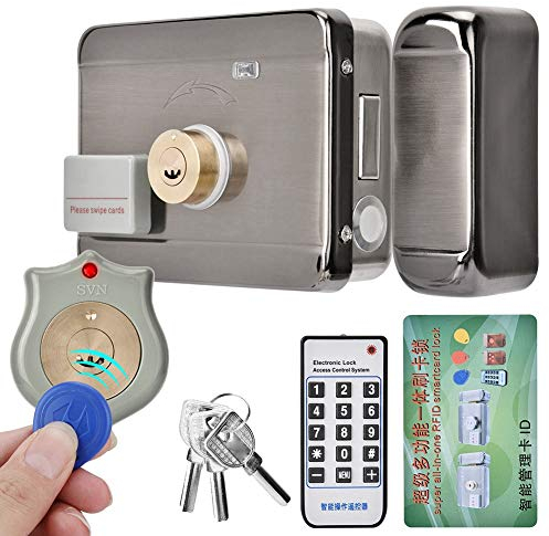 Serratura Elettronica, DC 12V Accesso Elettronico Serratura Intelligente con Sistema di Controllo Remoto + ID Doppia Testa + 4 Modalità di Sblocco per Casa/Ufficio