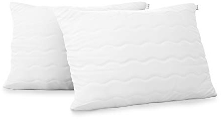 AmeliaHome 2tlg Set 2 Kopfkissen 30x50 cm mit Reißverschluss Steppung weiß Reve