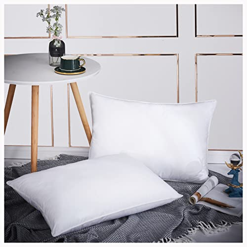 2pk Pillows GOOSE Feather Down Continental TC600 Hypoallergenic White rectangular Insert Luxury Hotel Quality Super Soft Warm, Cosy Anti Allergy Computer Construction, Self-Fabric Piping