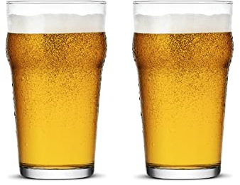 Pint Glasses,20oz British Beer Glass,Classics Craft Beer Glasses,Premium Beer Glasses Tumbler Set of 2, Pub Beer Glasses,Unique Design Beer Glasses Easy Stacking in The Cupboard