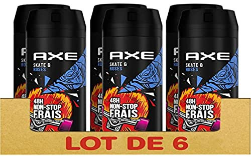 AXE Déodorant Homme Spray Skate et Roses, 48h non-stop frais, Parfum de roses fraîches (Lot de 6x200ml)