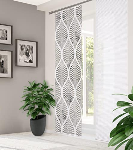 HOME in green 84112 | VIDARO Schiebegardine aus recyceltem Polyester 245x60 cm, Farbe:grau, Größe:245 x 60 cm, Anzahl:2er-Set (2X Motiv)