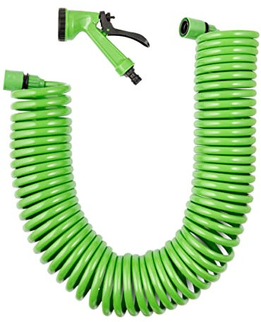 Baroni Home Tubo flessibile da giardino 15 metri 5 in 1, Tubo da innaffiatura, irrigazione, lavaggio e pulizia facile da riporre. Pistola 5 getti ergonomica in gomma antiscivolo